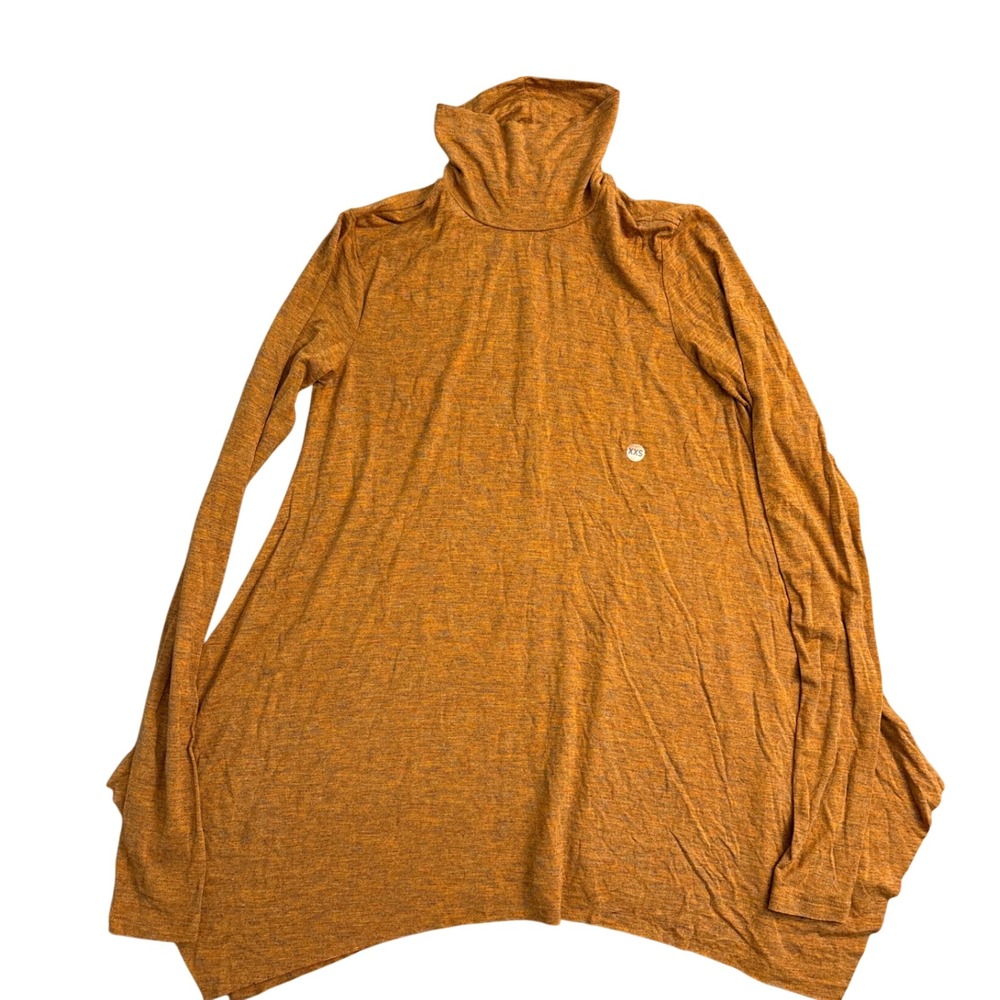 American Eagle Soft & Sexy Turtleneck Swing Top Burnt Orange XXS Sharkbite Hem